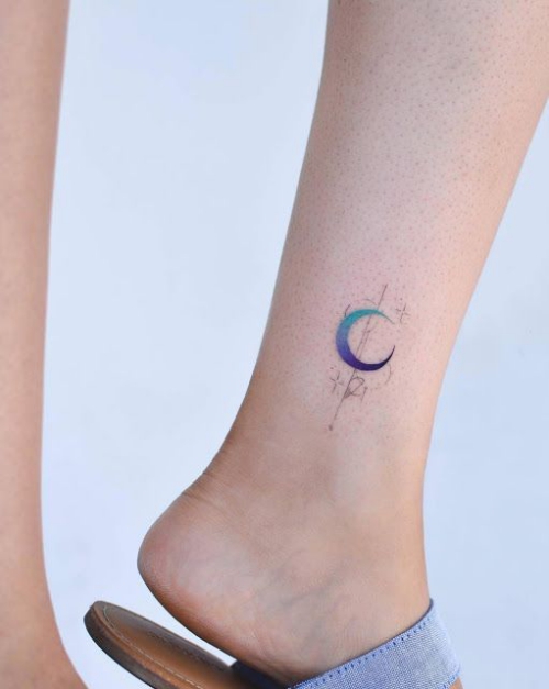 Hình xăm nghệ thuật tatoo mini mặt trăng đẹp nhất