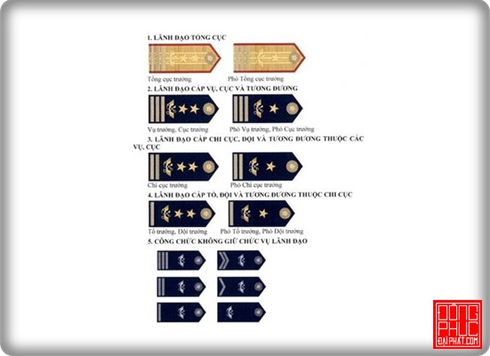 Cấp hiệu gắn trên lễ phục, trang phục thu - đông, trang phục xuân - hè