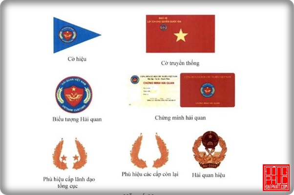 Cờ hiệu, hải quan hiệu, cờ truyến thống, biểu tượng, chứng minh hải quan và phù hiệu hải quan