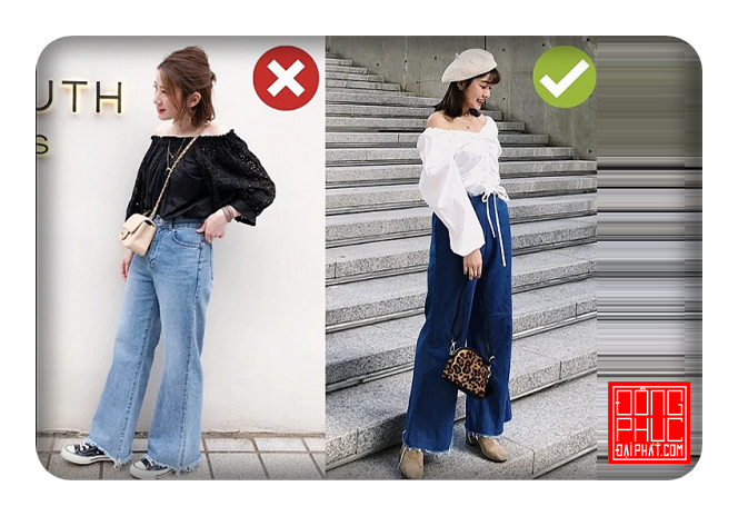 Mặc quần ống rộng nên đi cùng phụ kiện giày cao gót