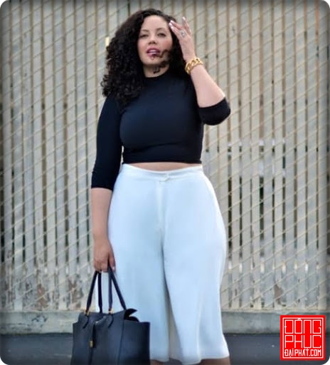 Quần ống rộng cạp cao cho người mập