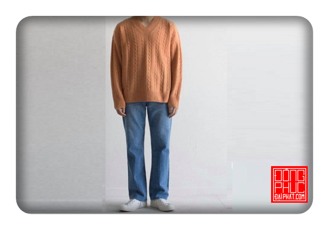Quần ống rộng nam kết hợp với áo len không cảm thấy già nua