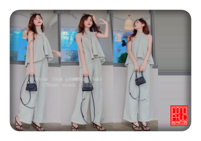 Quần ông rộng kết hợp với áo cổ yếm xinh xắn nhìn là thích mặc là mê