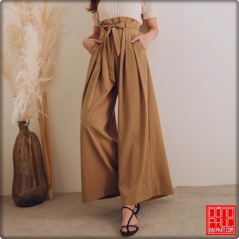 Quần ống rộng lưng cao thắt nơ dành cho các cô nàng điệu đà