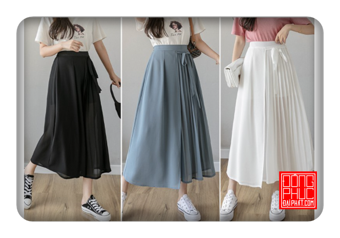 Quần ống rộng xếp ly giả váy sang chảnh, yêu kiều
