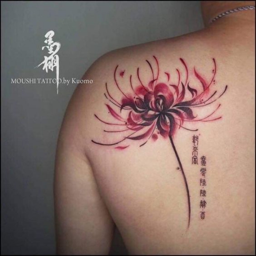 Mẫu xăm hoa bỉ ngạn ở vai cho nam Hình xăm hoa bỉ ngạn ở vai đẹp và cá tính nhất cho nữ