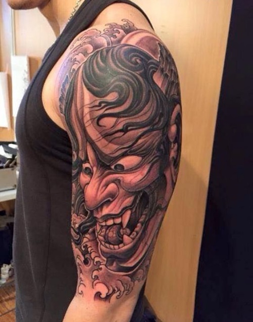 Hình xăm nghệ thuật mặt quỷ bắp tay đẹp và ý nghĩa nhất Hình ảnh xăm tattoo mặt quỷ bắp tay đẹp và ý nghĩa nhất