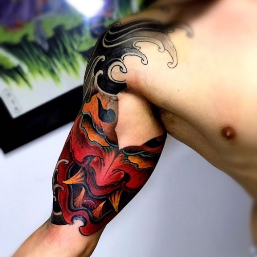 Hình xăm nghệ thuật mặt quỷ bắp tay trong đẹp và ý nghĩa nhất Hình ảnh xăm tattoo mặt quỷ bắp tay trong đẹp và ý nghĩa nhất