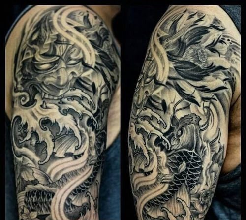 Hình xăm nghệ thuật mặt quỷ và cá chép đẹp và ý nghĩa nhất Hình ảnh xăm tattoo mặt quỷ và cá chép đẹp và ý nghĩa nhất