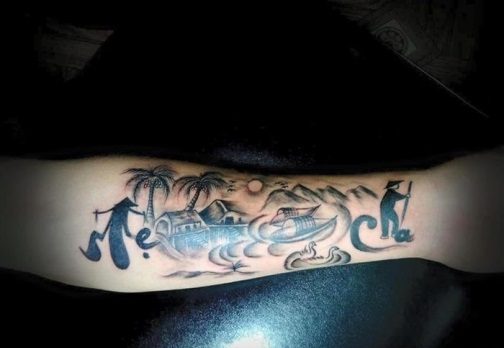 Hình xăm nghệ thuật cha chèo mẹ gánh theo kiểu chữ Thư Pháp Việt Nam