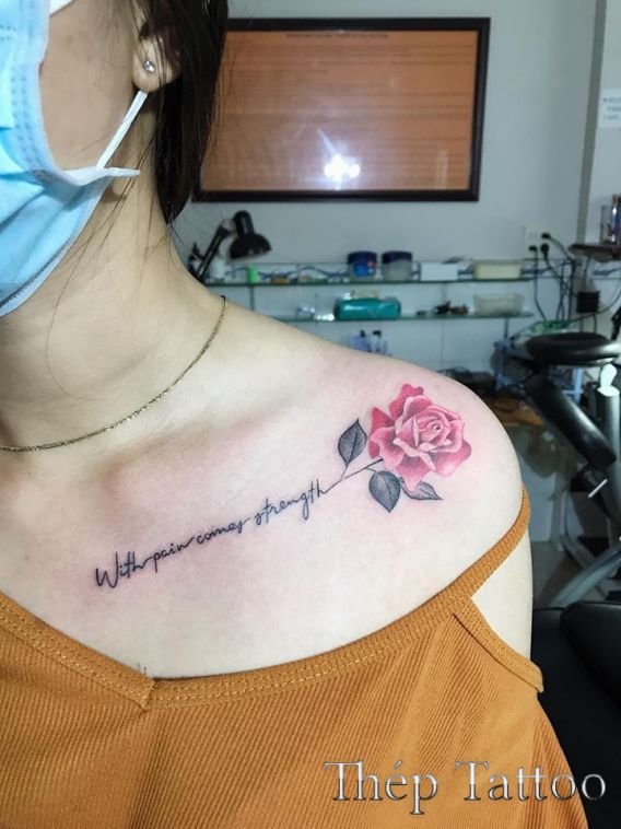 Hình ảnh xăm hoa hồng có chữ Các mẫu hình xăm hoa hồng có chữ đẹp nhất