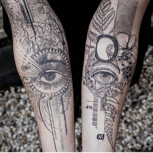 Hình ảnh xăm tattoo hoa văn con mắt ở cánh tay mang nhiều ý nghĩa Hình xăm hoa văn 2 con mắt full vị trí cánh tay đẹp tỉ mỉ, gây sự thu hút đến mọi người yêu thích nghệ thuật