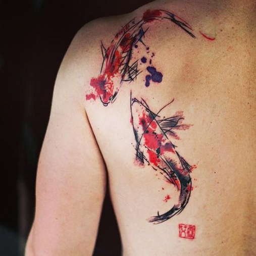 Hình ảnh xăm tattoo hoa văn Nhật Bản ở bả vai mới nhất Xem ngay hình xăm hoa văn 2 con cá chép phong cách Nhật Bản gây được sự thu hút đến giới nghệ thuật