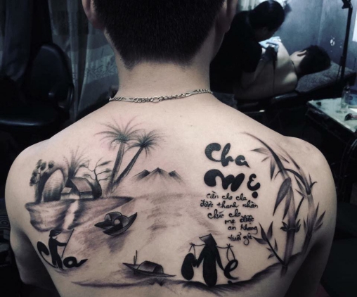 hinh-xam-hoa-van-thu-phap-dep-nhat Hình xăm tattoo thư pháp ý nghĩa về công ơn sinh thành của Cha Mẹ, dành cho người nào biết ơn về gia đình