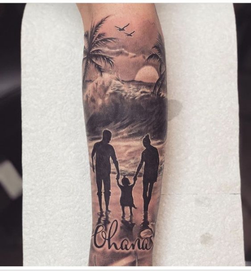 Tuyển chọn những mẫu hình xăm tattoo cha mẹ và con vị trí full ở cánh tay cho nam giới