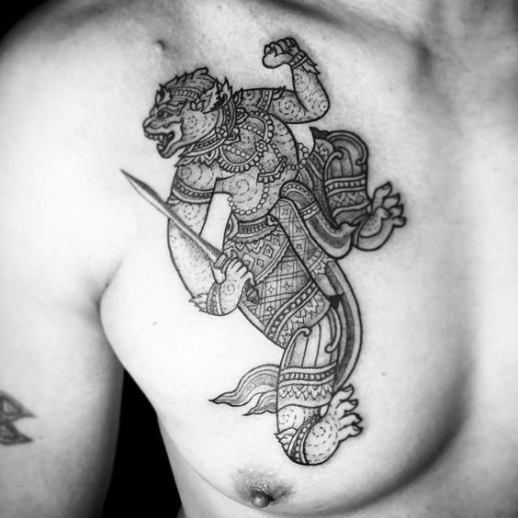 hình xăm tattoo hoa văn khmer ở ngực cho nam giới Hình xăm phong thủy hoa văn khmer đẹp và ý nghĩa nhất