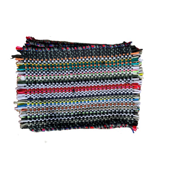 Thảm lau chùi chân hình chữ nhật bằng vải thun sọc và caro, thấm hút tốt, chống trơn trượt giá rẻ của gia dụng Du Thủy - Thảm trang trí Nhà sản