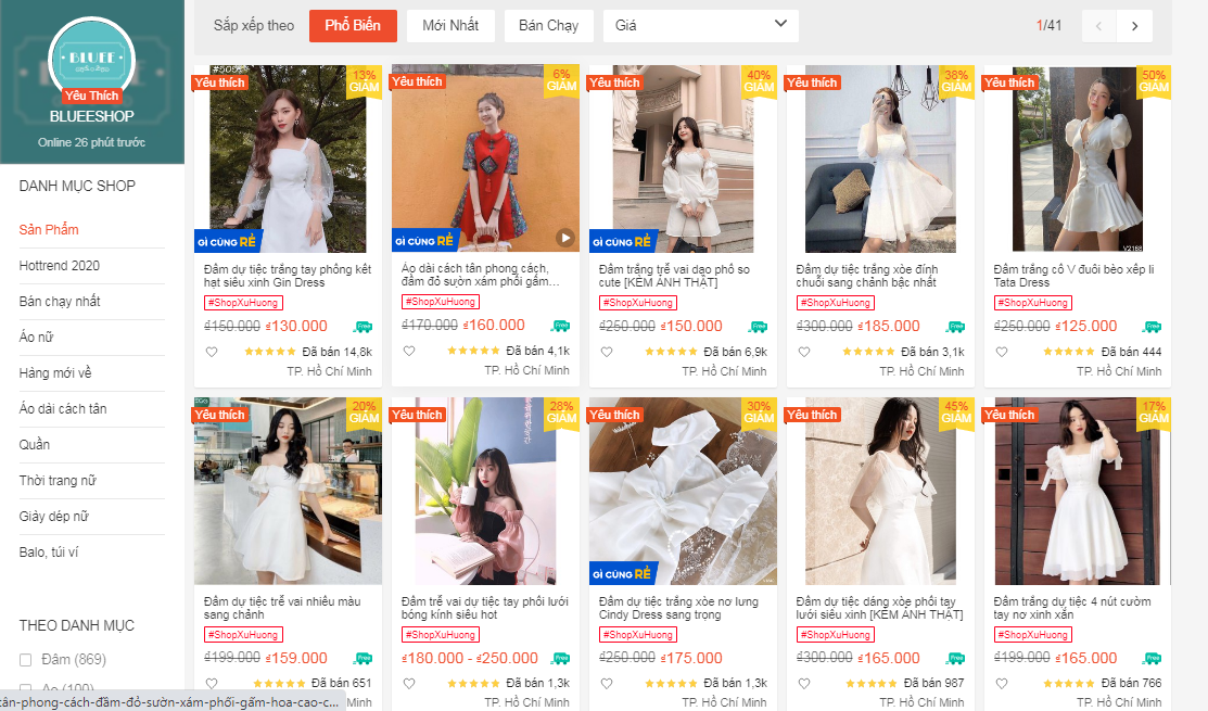 shop bán váy đẹp trên Shopee - blueeshop