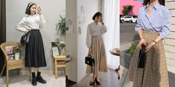 phối đồ với chân váy dài